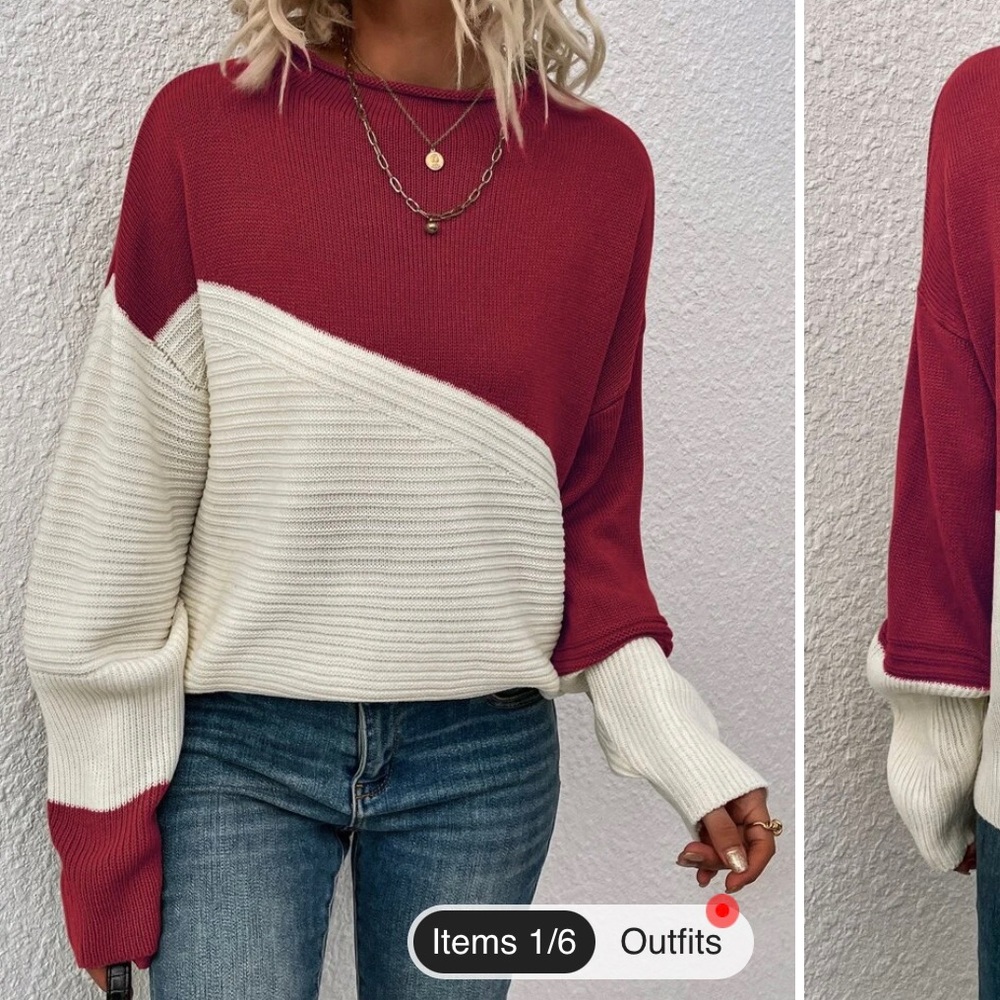 Colorblock Pattern Drop Shoulder Sweater